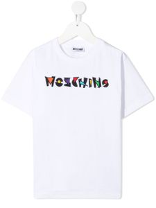 Moschino Kids t-shirt à logo brodé - Blanc