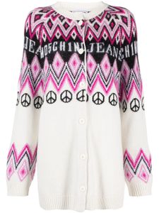 MOSCHINO JEANS cardigan à logo intarsia - Blanc