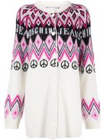 MOSCHINO JEANS cardigan à logo intarsia - Blanc