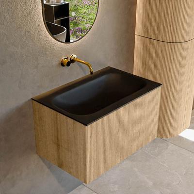 Badmeubel Mondiaz Kurve | 70 cm | Meubelkleur Oak | Wastafelkleur Urban | Midden spoelbak | Zonder kraangaten