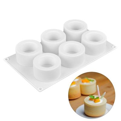 3D siliconen 6 gaten taart schimmel bakken gebak mousse chocolade mal (wit)