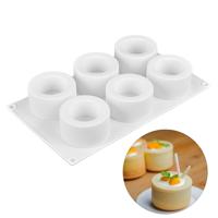 3D siliconen 6 gaten taart schimmel bakken gebak mousse chocolade mal (wit)