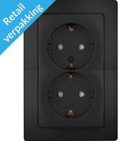 Enzo Kopp paris mat zwart inbouw stopcontact ra dubbel - 4625320