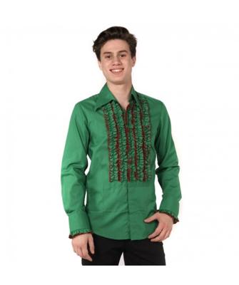 Ruffles Shirt Green with Red Ruffles-S | 29% korting Ruffles Shirt Green with Red Ruffles-S | 29% korting