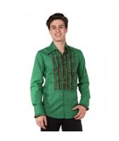 Ruffles Shirt Green with Red Ruffles-S | 29% korting