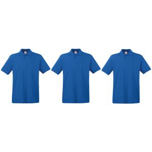 3-Pack maat 2XL blauw poloshirt premium van katoen voor heren