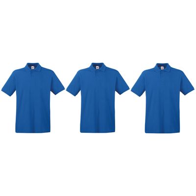 3-Pack maat 2XL blauw poloshirt premium van katoen voor heren