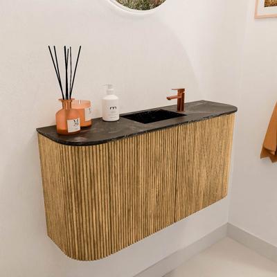 Toiletmeubel Mondiaz Joya Dlux | 83.2 cm | Meubelkleur Oak | Faye wastafel Lava Wasbak Midden | 1 kraangat
