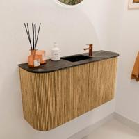 Toiletmeubel Mondiaz Joya Dlux | 83.2 cm | Meubelkleur Oak | Faye wastafel Lava Wasbak Midden | 1 kraangat