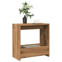 Bijzettafel 50x26x50 cm bewerkt hout artisanaal eikenkleurig