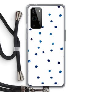 Blauwe stippen: OnePlus 9 Pro Transparant Hoesje met koord