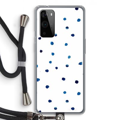 Blauwe stippen: OnePlus 9 Pro Transparant Hoesje met koord