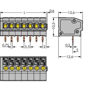 WAGO 805-156 Veerkrachtklemblok 1.50 mm² Aantal polen 6 Grijs 220 stuk(s)