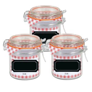 Weckpot/inmaakpot - 4x - 250 ml - glas - met beugelsluiting - incl. etiketten