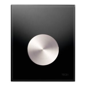 Urinoir Bedieningsplaat TECE Loop Glas Zwart 10,4x12,4 cm (met RVS geborstelde toets)