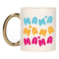 Cadeau koffie/thee mok voor mama - multi - hartjes/liefde - gouden oor - Moederdag