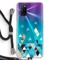 Gekleurde driehoekjes blauw: Oppo A72 Transparant Hoesje met koord