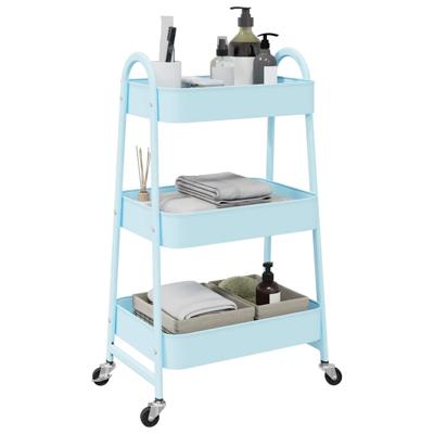 VidaXL Opbergtrolley 3-laags 42x41,5x77 cm staal blauw
