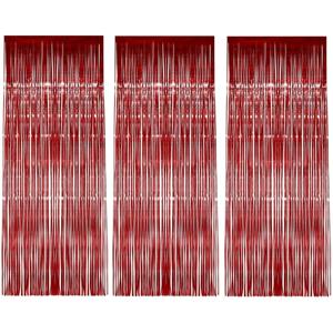 Folie deurgordijn versiering - 3x - rood - 244 x 91 cm - glitter and glamour wanden