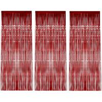 Folie deurgordijn versiering - 3x - rood - 244 x 91 cm - glitter and glamour wanden