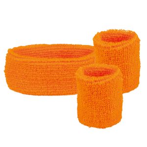 80&apos;s zweetband set neon oranje