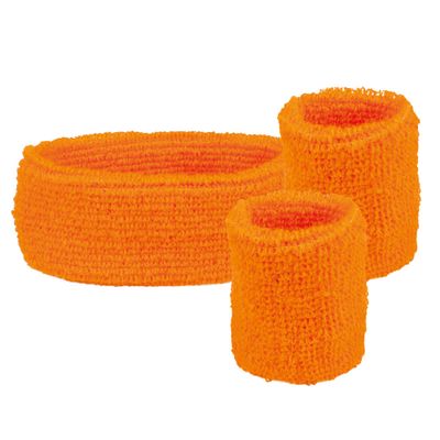 80&apos;s zweetband set neon oranje