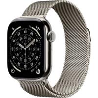 Apple Watch Series 11 GPS + Cellular 42 mm Titanium kast Milanese Loop Natuur M/L