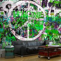 Fotobehang - Groene Graffiti, premium print vliesbehang - thumbnail
