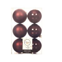 Decoris Kerstballen - 6x st - mahonie bruin - 8 cm - kunststof - Kerstbal