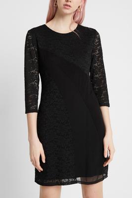 Strakke jurk met driekwartsmouwen - BLACK - 38