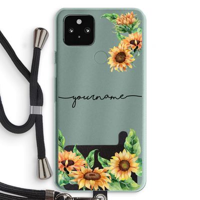 Zonnebloemen: Pixel 5a 5G Transparant Hoesje met koord
