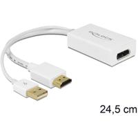 Delock 62496 DisplayPort / HDMI / USB Adapter [1x HDMI-bus - 1x DisplayPort stekker, USB-A-stekker] Wit 0.25 m