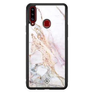 Samsung Galaxy A20s glazen hardcase - Parelmoer marmer