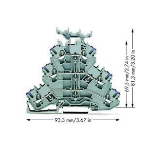 WAGO 2002-3238 Doorgangsklem 3-etages 5.20 mm Spanveer Toewijzing: L Grijs 50 stuk(s)