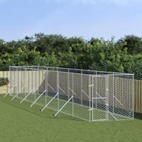 Hondenkennel voor buiten 2x14x2 m gegalvaniseerd staal zilver
