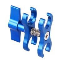 PULUZ Dual Ball Clamp open hole duik camera beugel CNC aluminium voorjaar zaklamp klem voor duiken onderwater fotografie systeem (blauw)