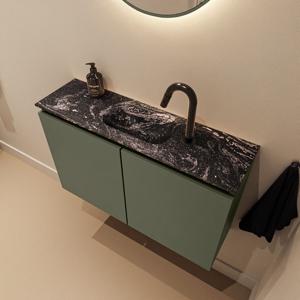 Toiletmeubel Mondiaz Ture Dlux | 80 cm | Meubelkleur Army | Eden wastafel Lava Midden | 1 kraangat