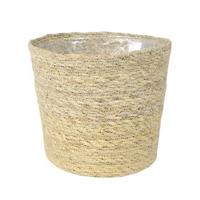 Steege Plantenpot - beige - gevlochten zeegras - 26 x 23 cm