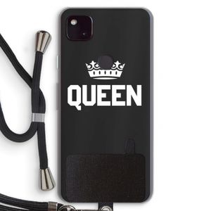 Queen zwart: Pixel 4a 5G Transparant Hoesje met koord