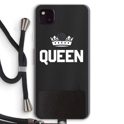 Queen zwart: Pixel 4a 5G Transparant Hoesje met koord