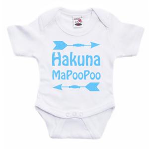 Bellatio Decorations Baby rompertje - hakuna mapoopoo - blauw - glitter - kraam cadeau - babyshower 92 (18-24 maanden)  -