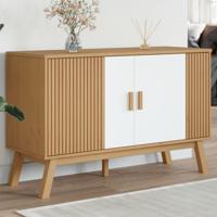 Dressoir OLDEN 114x43x73,5 cm massief grenenhout wit en bruin