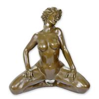 AN EROTIC BRONZE SCULPTURE OF A FEMALE NUDE - thumbnail