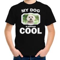 Maltezer honden t-shirt my dog is serious cool zwart voor kinderen - thumbnail