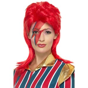 David Bowie look-a-like heren pruik   -