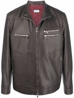 Brunello Cucinelli veste en cuir à fermeture zippée - Marron