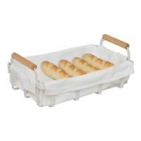 5Five Broodmandje Bistro plus - metaal/stof - wit - 28 x 16 x 11 cm - met handvaten