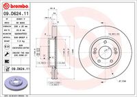 Remschijf BREMBO, Remschijftype: Binnen geventileerd, u.a. für Hyundai, KIA