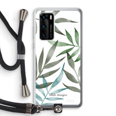 Tropical watercolor leaves: Huawei P40 Transparant Hoesje met koord