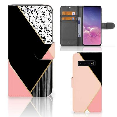 Samsung Galaxy S10 | Book Case | Zwart Roze Vormen